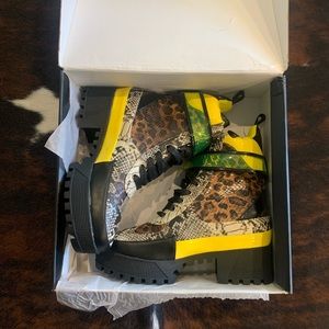 Multi print heeled boots